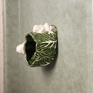 MAXCERA Cabbages ceramic Planter Dish Green with Bunnies
